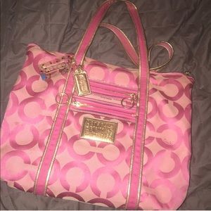 Pink coach tote bag
